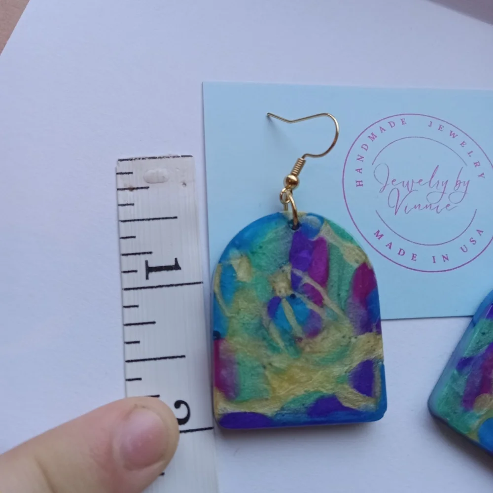 Hand Crafted Multicolor Arch Earrings - Picture 6 of 6